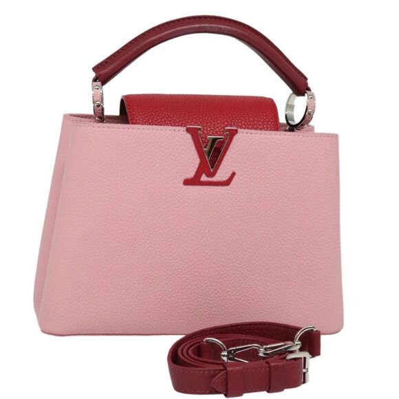 LOUIS VUITTON Capusine BB Hand Bag Taurillon Leather 2way Red Pink Auth 81113A - Picture 1 of 16